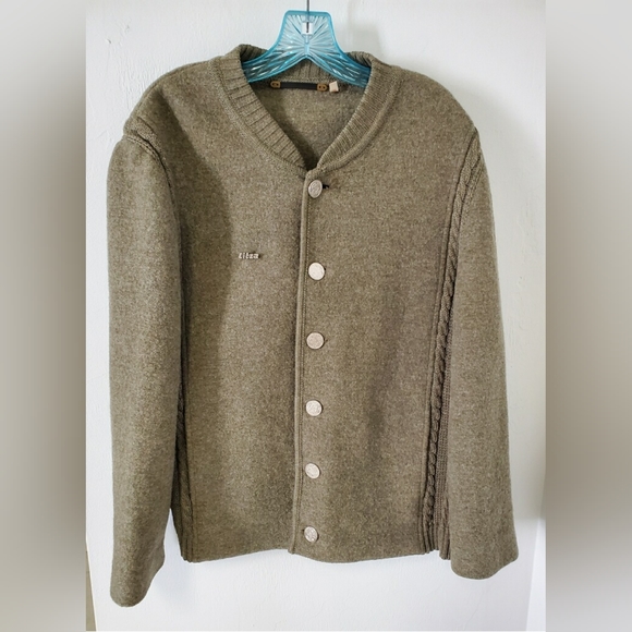 Vintage Litza Wool Green Button Down Cardigan Jacket Womens Medium - Picture 1 of 11
